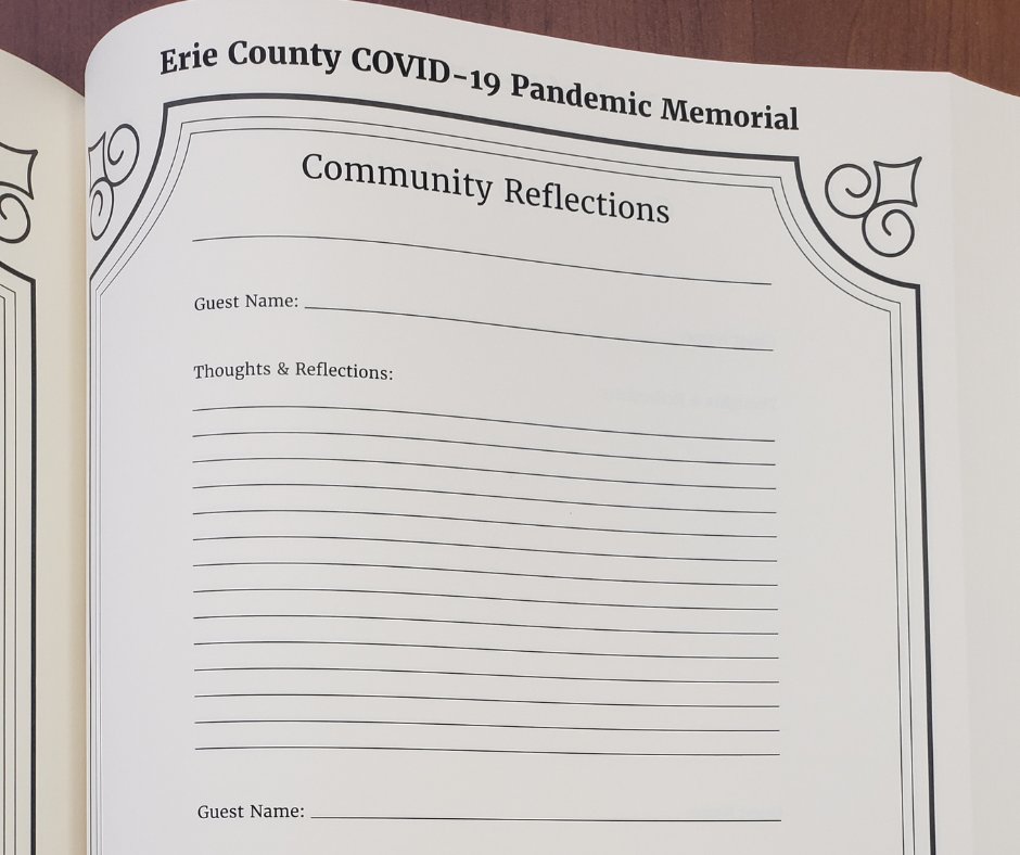 ErieLibrary's tweet image. Executive Director Blane Dessy announced the &quot;Book of Rememberance&quot; at today&apos;s COVID-19 Memorial dedication ceremony. 

Those wishing to make an entry  may visit Blasco Library, or submit  online at 
eriecountypa.gov/covid-19/book-…
@CountyofErie @kdahlkemper