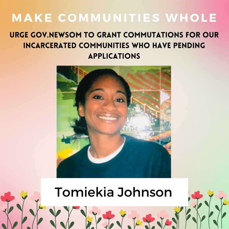svdebug's tweet photo. Tomiekia Johnson, an incarcerated survivor &amp; Black mother was sentenced to 50 yrs to life for attempting to defend herself from physical violence by her abusive husband. @GavinNewsom grant #ClemencyNow for Tomiekia. #MakingCommunitiesWhole https://t.co/3vgcsZ8RGo