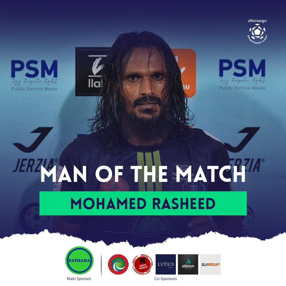 Super United Sports 2 - 1 Da Grande 

Man of the Match MOHAMED RASHEED 

#Fathaha #Maldiveswave #Litus #AlbionStore #HeenaMobiles #SJGroup #suspatis #superunitedsports #resistanceisfutile 
#DhiraaguDhivehiPremierLeague #DDPL20_21