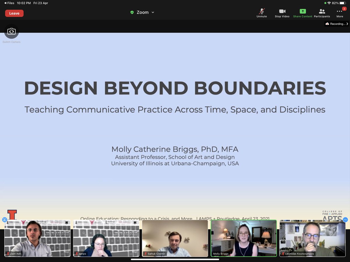 Zainadilk's tweet image. Day 3
ONLINE EDUCATION: TEACHING IN A TIME OF CHANGE
Last Session: Reflections on Design Pedagogy II
Thank you @MollyCBriggs &amp;amp; Saltuk Ozemir for sharing great work
#AMPS_Education #designpedagogy #AMPS_PARADE
Thanks to our partners 
@RoutledgeBooks
@UPTuks 
@BallState
@BNULahore