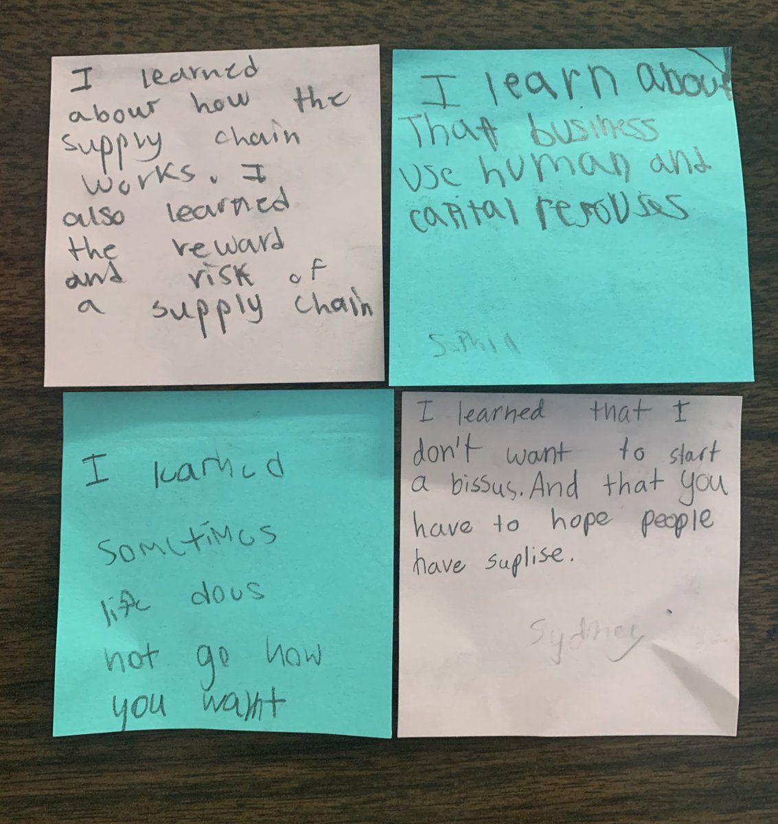 misscaruso4th's tweet image. My students’ take aways from JA sure were accurate and entertaining. Some valuable life lessons were learned. #JA #fourthfun