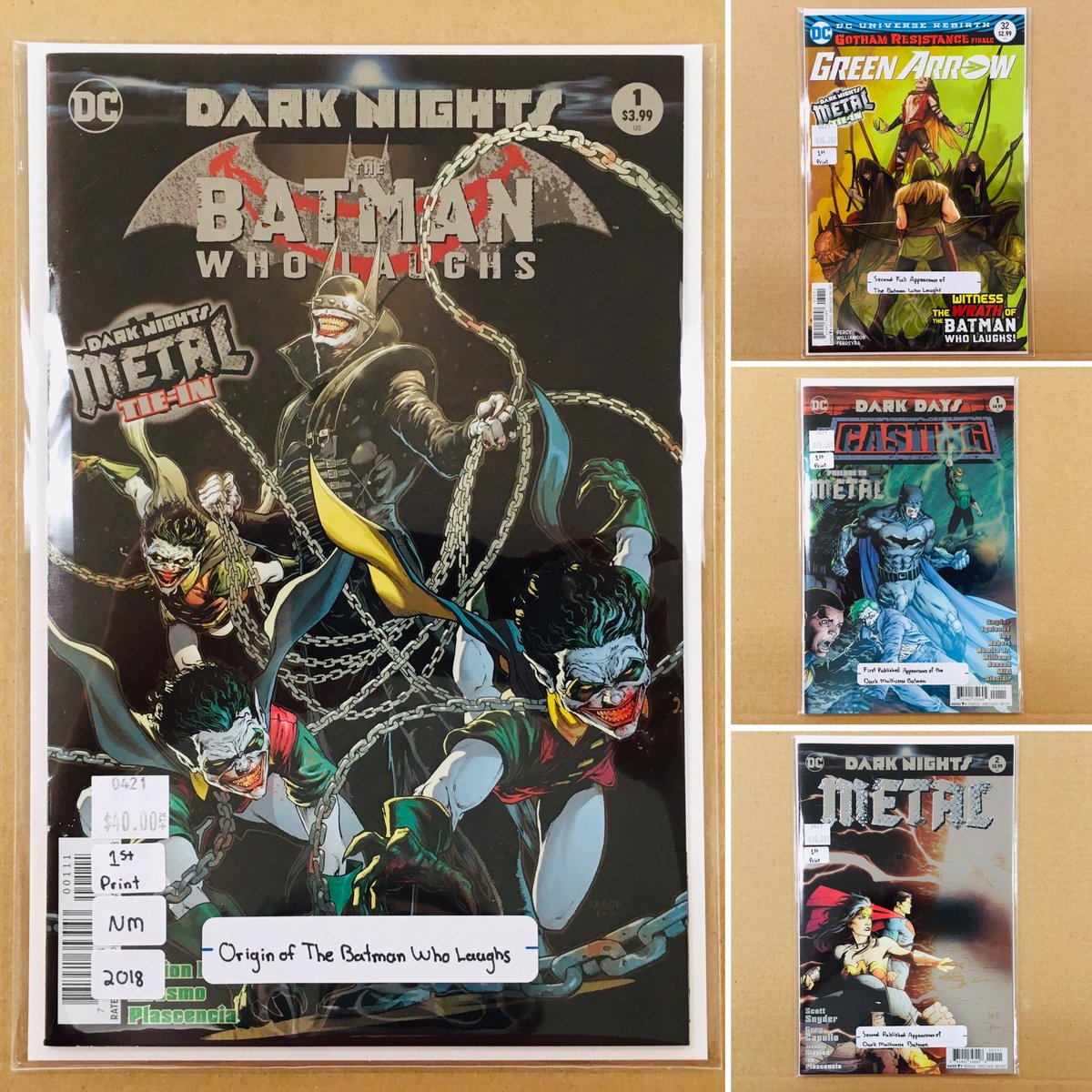 CosmicComicsLV's tweet photo. RESTOCK OF DARK NIGHTS METAL
Including the #SecondAppearance & Origin of the #BatmanWhoLaughs.
#Restock of #Batman #DarkNightsMetal. Main Title, One-Shots, & Tie-Ins. Multiple Covers. Multiple Printings. Multiple Appearances. Multiple Copies. https://t.co/fyQQHB0lqJ