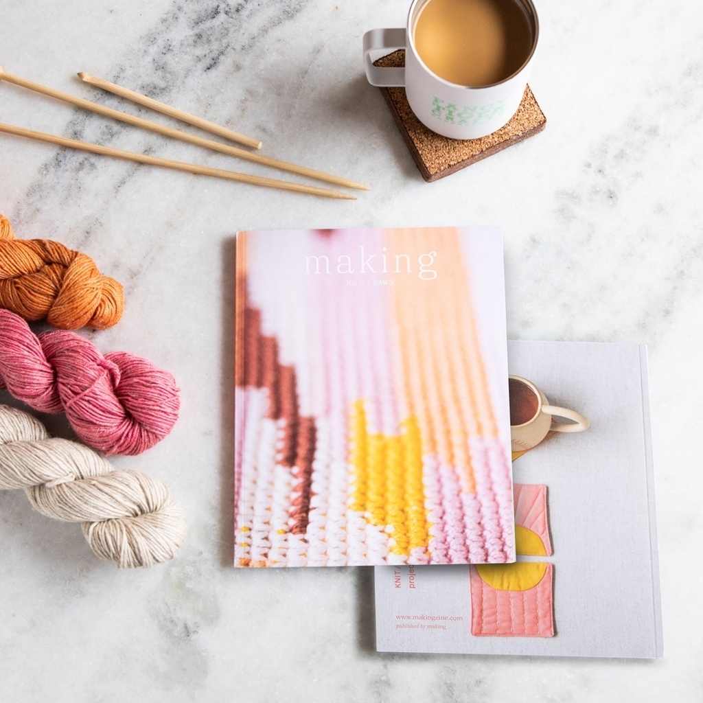 Oh happy day! A new issue of <a href="/makingzine/">Making Magazine</a> is here! Making Issue No. 11 / DAWN, features 20 projects in quilting, sewing, embroidery, coloring, knitting, crochet and more! This issue features bright, bold colors inspired by sunrises and fresh new projects … instagr.am/p/COBV2ABlZhf/