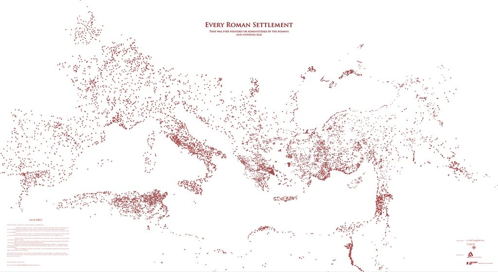 Map shows every Roman settlement and nothing else. Source: buff.ly/3xgypiZ