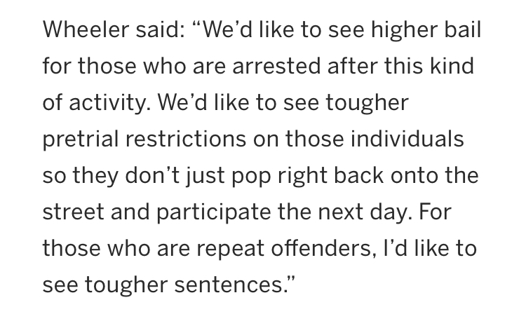 Mayor Wheeler also advocated for higher bail and tougher pretrial restrictions on those arrested, as well as tougher sentences for repeat offenders. https://www.oregonlive.com/crime/2021/04/mayor-ted-wheeler-extends-state-of-emergency-asks-public-to-help-unmask-violent-demonstrators.html