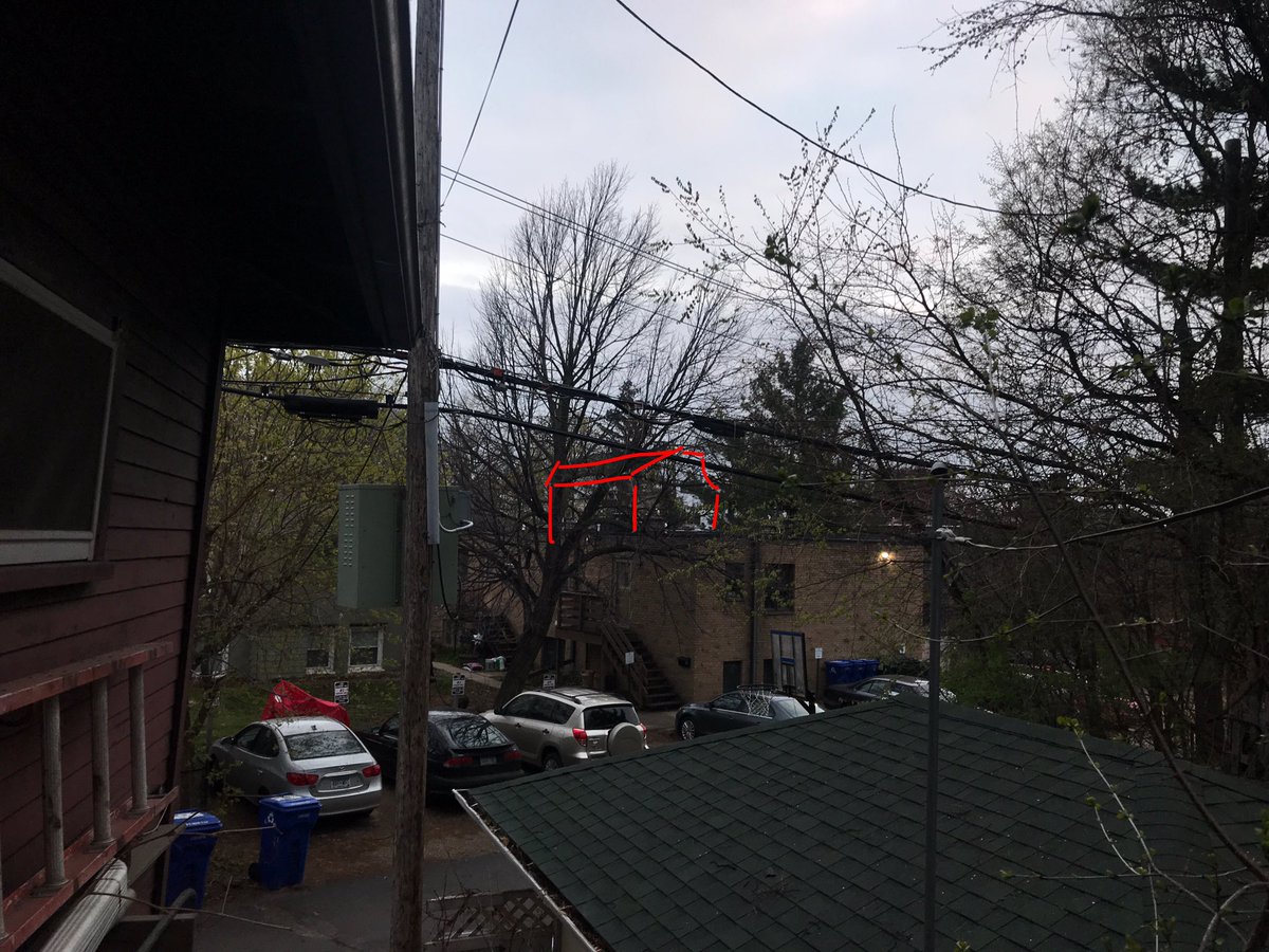 JohnAllenBrewer's tweet photo. @evanrobertsnz It’s a nice build. Because of the wrap rn, it’s hard to see but I’ve outlined* the view from a neighboring backyard a block west-northwest. *Not totally accurate but you get the idea. https://t.co/2unp69J9Ye