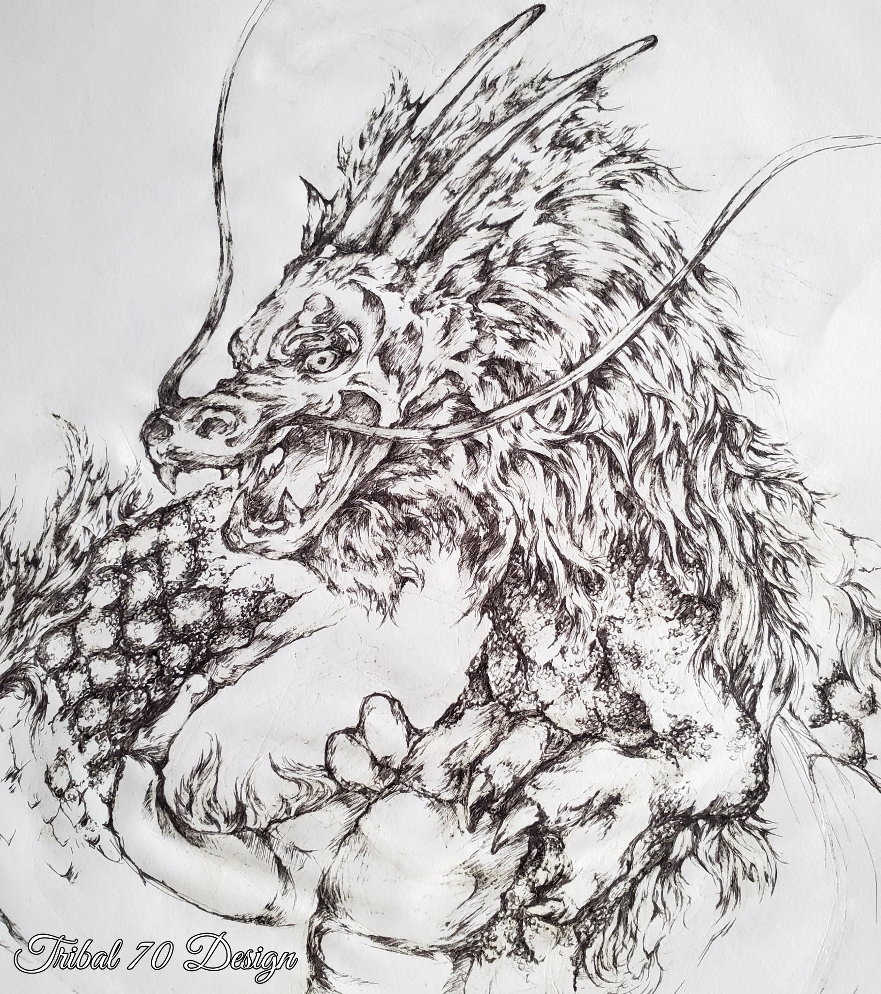 ボールペンアート「雲龍」イラスト原画 ボールペンアート「雲龍」イラスト原画 ボールペンアート「雲龍