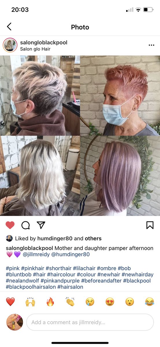jillreidy's tweet image. At last, after months of lockdown, I’m BAAAACK! And so is my daughter 💗💜 #mumanddaughterpampering #postlockdown #haircutandcolourfinally #haircut