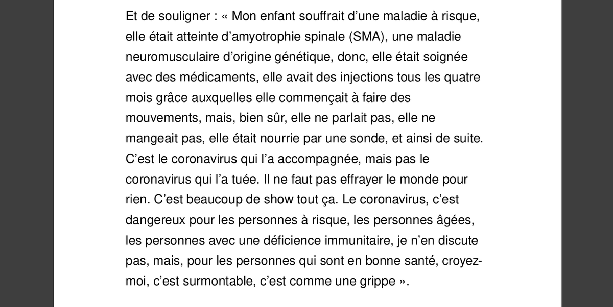 La question ici n'est pas de savoir si vous, ou moi, partageons la vision de cet homme au-sujet du Covid.Par contre, nous constatons, vous et moi, que ces propos ont été diffusés par un des plus gros médias francophones de Belgique, rapidement après la conférence de presse.22/n