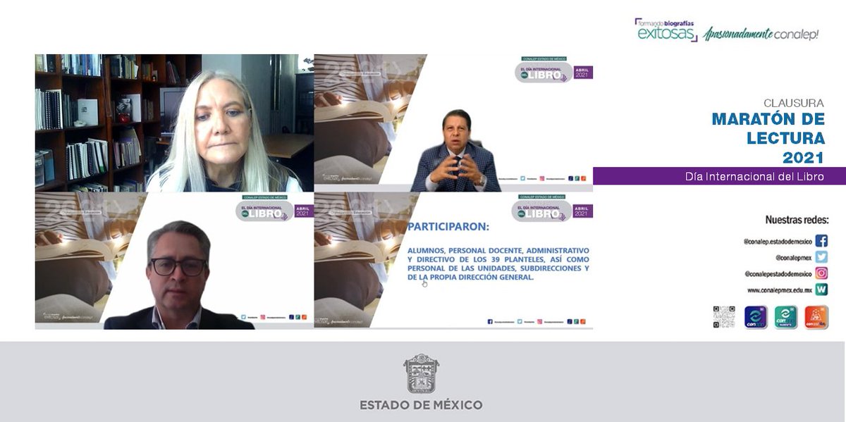 Conalep_Edomex's tweet photo. Con el acompañamiento de Evaluadores por la Gestión de la Calidad Educativa #EGCE, el Mtro. @Enrique_MenV clausuró el #MaratónDeLectura con la participación de cerca de 20,000 lectores que durante 72 horas ininterrumpidas citaron diversas obras literarias.
#ApasionadamenteCONALEP https://t.co/mtAo99zeUu