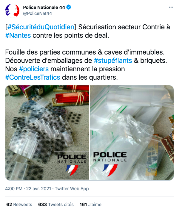 CazierJP's tweet photo. wouaw, la police française saisit des briquets et des petits sachets vides et s'en félicite dans un tweet... #luttecontrelesbriquets #fraisestagada #frenchdeconnection https://t.co/IfRrsL7UPf