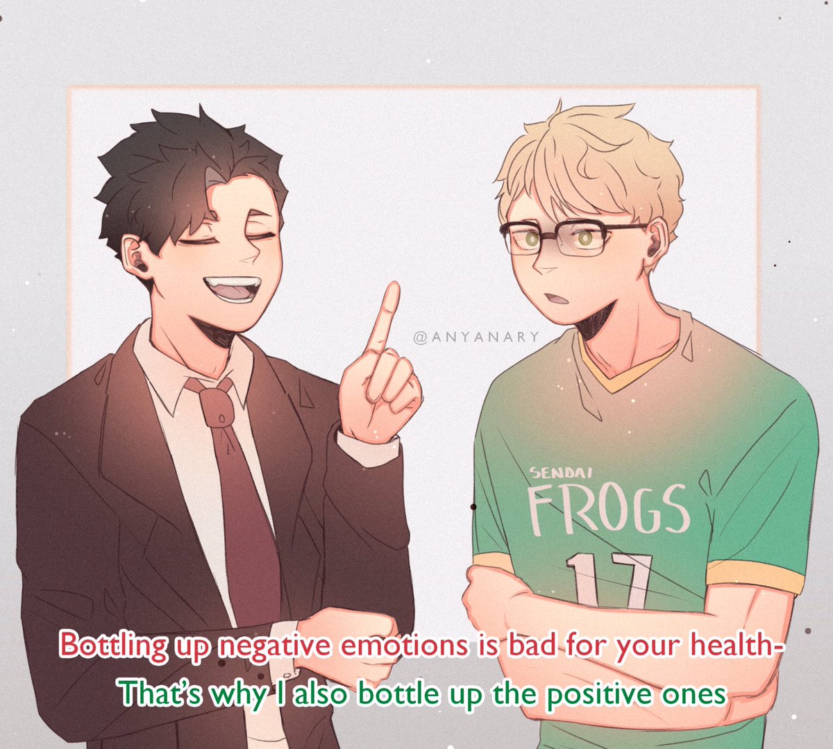 I love the idea that these two stayed close friends even as everyone got older despite tsukishima's protests lmao

#haikyuu #haikyuufanart #tsukishimakei #kurootetsurou #tsukishima #kuroo #haikyuumemes 