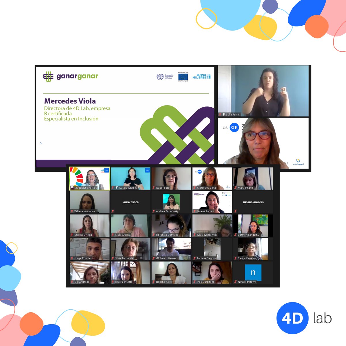 ¡Gracias, <a href="/ONUMujeres/">ONU Mujeres</a> por esta linda invitación! Ayer <a href="/mercedesviola/">Mercedes Viola Deambrosis</a> formó parte del ciclo GÉNERO E INTERSECCIONALIDAD, donde compartimos buenas prácticas de inclusión de mujeres con discapacidad. 
Un placer el espacio junto a <a href="/Tatiana_vdc/">Tatiana Vasconcelos</a>, Beatriz Irisarri y <a href="/pisano_mara/">Mara Pisano</a> 😀