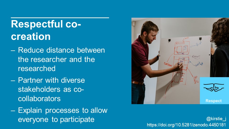 There was another question about how the  @turingway community has worked with neurodivergent people. I'm SO sorry that I didn't get to talk about this because it is SUCH an important area of inclusion - and heavily relates to our goal of **respectful** co-creation.