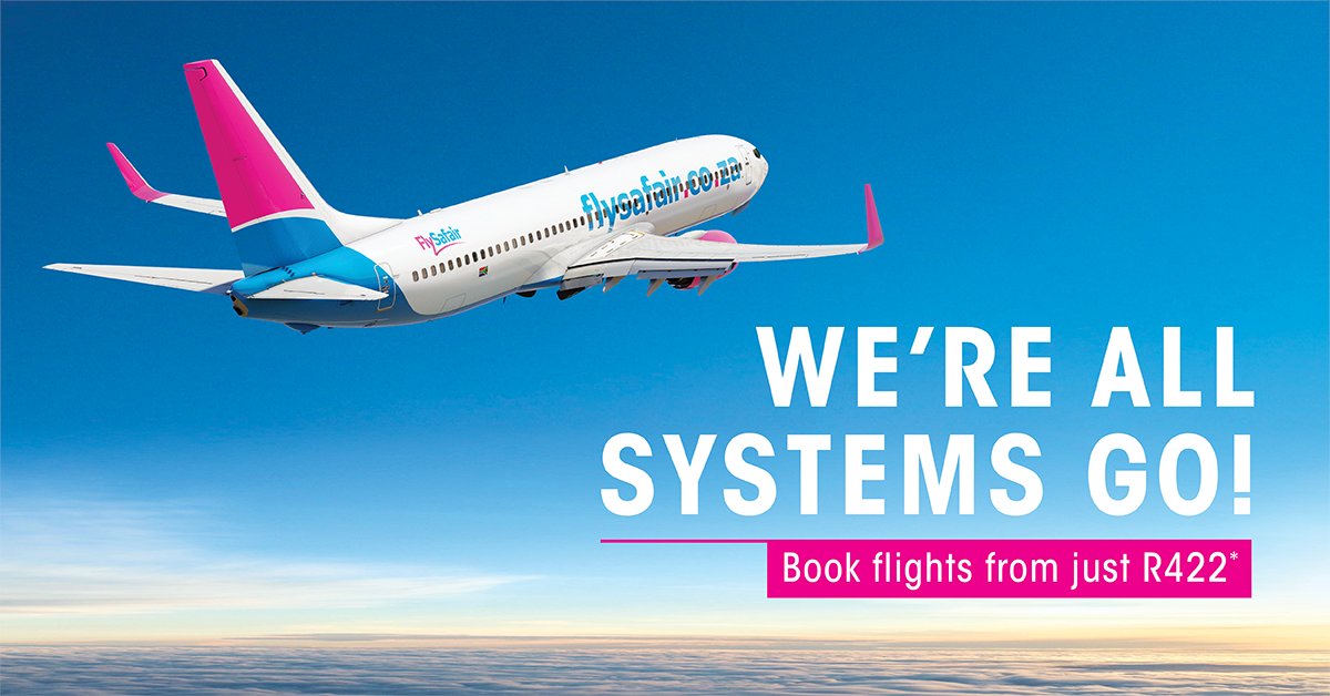 FlySafair's tweet photo. Our systems have been down for a couple of days—but we’re now back up and running, and with flights from as little as R422﹡!

For all those who tried to book and couldn’t, you can now snatch up those low fares at https://t.co/8BXvt8zc5X.

﹡T's &amp; C's Apply https://t.co/vbFb20w8Sd