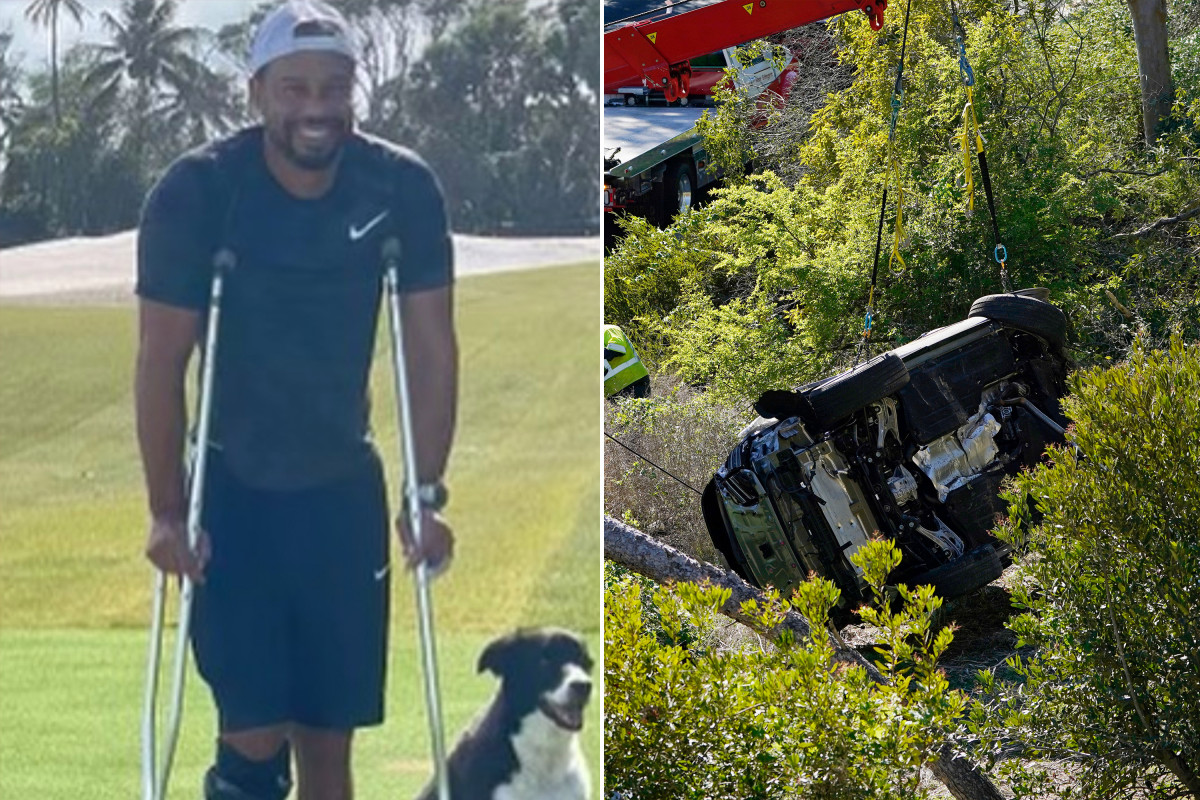 Tiger Woods posts photo of himself using crutches weeks after horrific crash