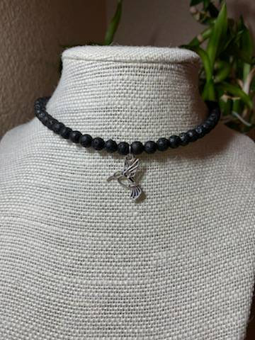 Love hummingbirds? Then head to my #etsy shop: Hummingbird Necklace etsy.me/3ni3spO #black #round #animals #silver #unisexadults #beadednecklace #hummingbird #hummingbirdnecklace #beadedjewelry #love2jewelry #mothersday #giftideas #lavabeads #etsyshop #etsy