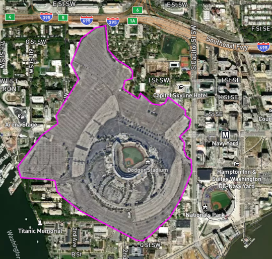randomduck's tweet photo. For those of us who already believe that Nationals Park has too much parking, at least we didn't go all Chavez Ravine on things for our MLB team. #scaleatron https://t.co/WXDbCqJ1T1