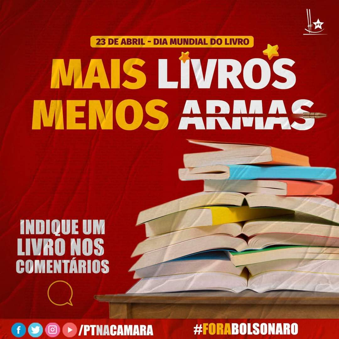 Viva os autores brasileiros! Livros precisam se tornar cada vez mais acessíveis para toda a nossa população, especialmente as crianças. Vamos lutar para que sejam cada vez mais populares e baratos. #DiaMundialDoLivro #ForaBolsonaro