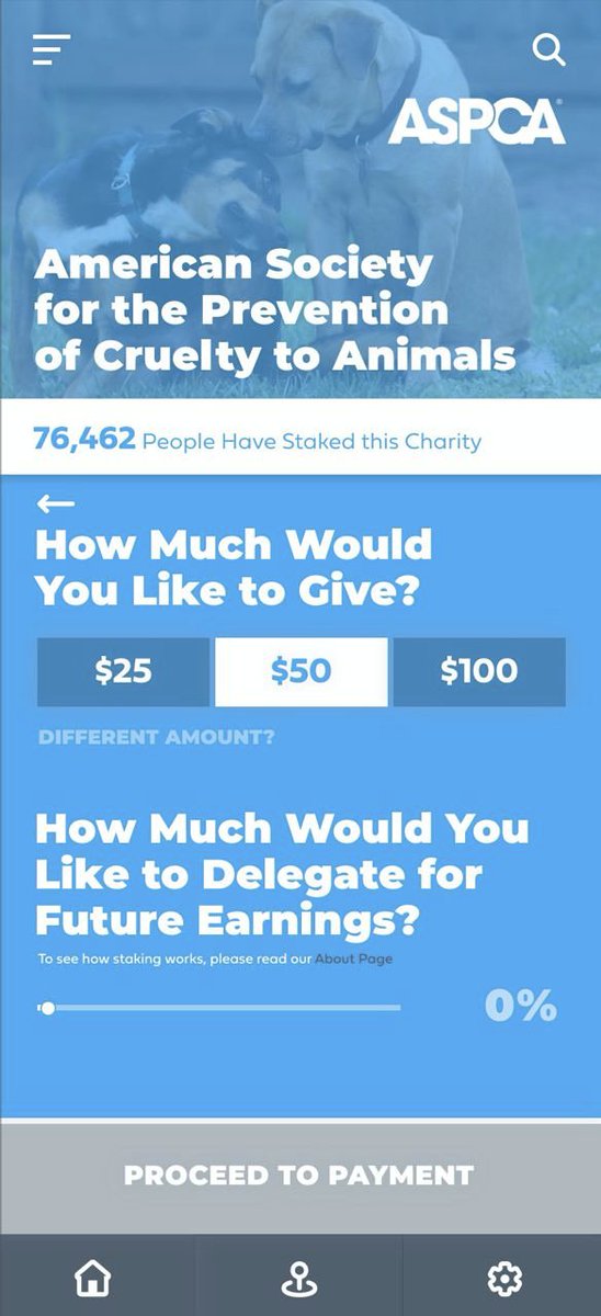 Or if you wanted to help the  @ASPCA, it would be as easy as putting the amount you want to donate and how much money. Then you would set how much you would like to delegate for the future (thus give once, give forever)