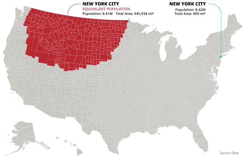 Visualisation: the extreme variations of US population density wef.ch/3tP0iMK #America #population