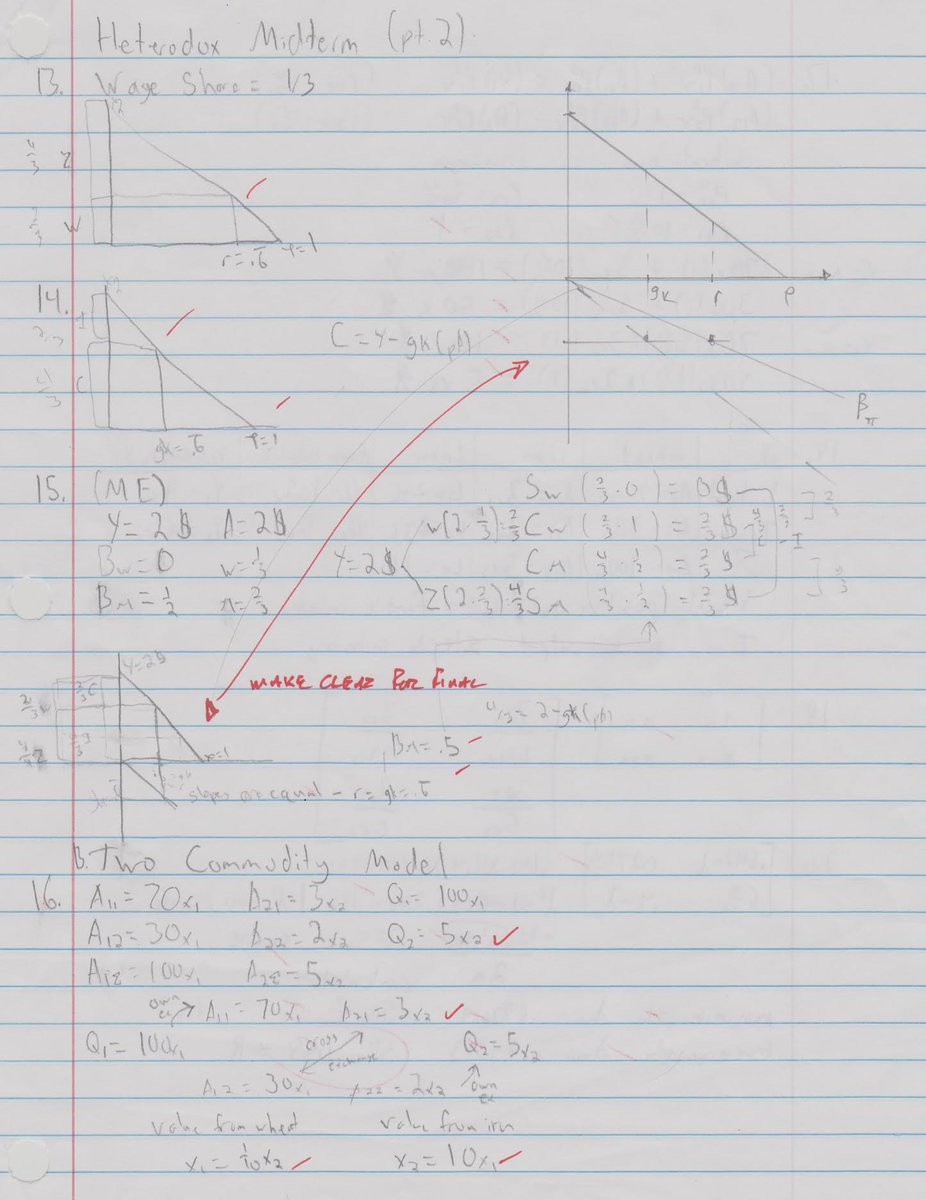 Ok so I found pictures of my 16 page Heterodox Economics midterm that I aced back in college.Basically I had to part by part recreate Pierro Sraffa's system, and mathematically break down each step. Grueling work and I'm fairly certain I was the only one in the class to do it