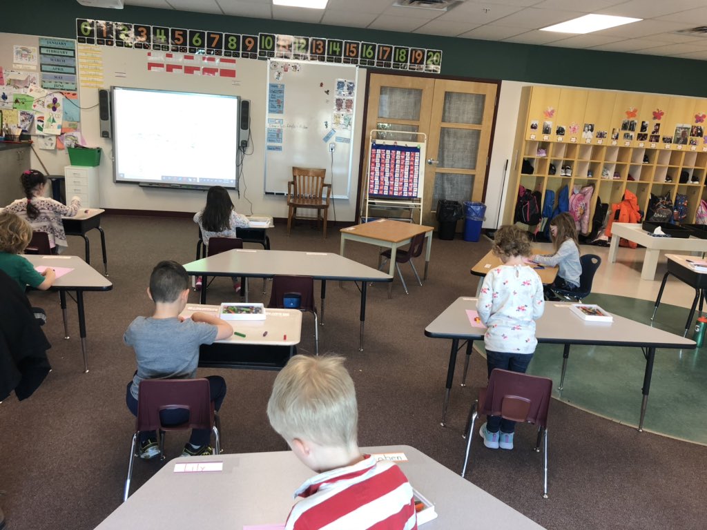 SunriseMathMan's tweet photo. Kindergartens explored cuisinaire rods for the 1st time. Their exploration time produced several noticings and wonderings. @SunriseSDMB @GillisSchool @SueTribula https://t.co/ReW9tpBbLn