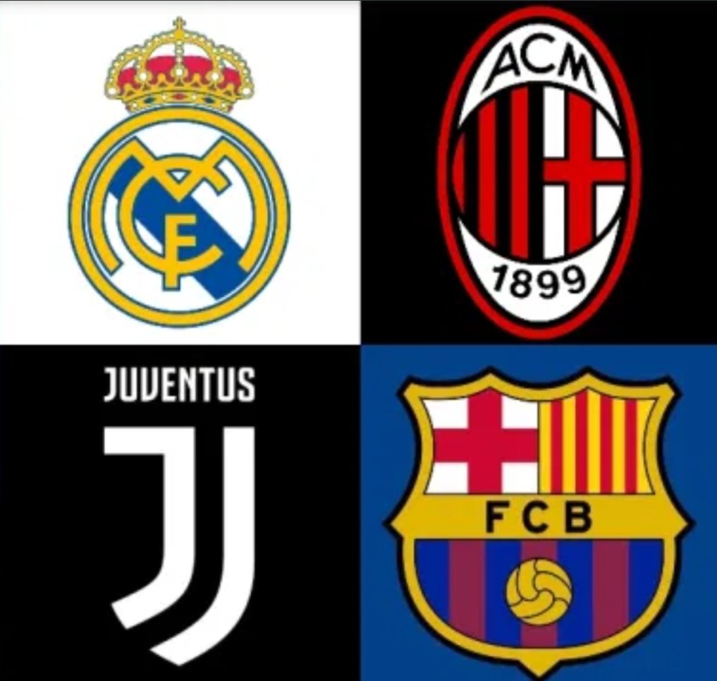 Raff_RMCF's tweet photo. Hay una palabra que representa bien a estos cuatro equipos: DIGNIDAD. 

La grandeza de estos clubes no les permite humillarse ante una federación corrupta como la UEFA. #CeferinOut https://t.co/yHC0ZHgn64