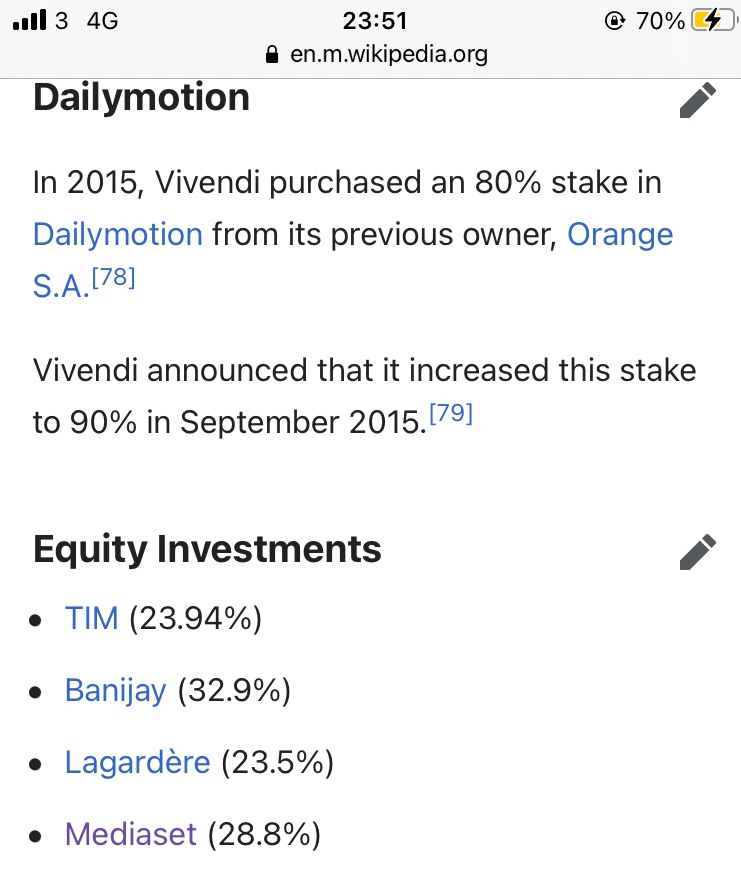 Prisa is another company with overlapping and interconnected interests and ownerships.Vivendi bought a stake in them in January.Vivendi are in turn owned by NBC.Vivendi also have a share of Silvio Berlusconi’s Mediaset - former owners of putative ESL members... AC Milan!