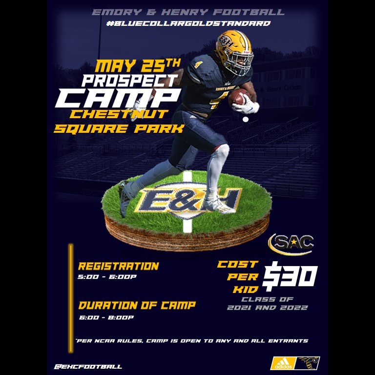 May 25th Prospect Camp pre-registration is now available!
📍 Charlotte, NC
🏟️ Chestnut Square Park
⏰ 5:00 pm - 8:00 pm

⬇️ ehcfootballcamps.com/prospect-camp_…