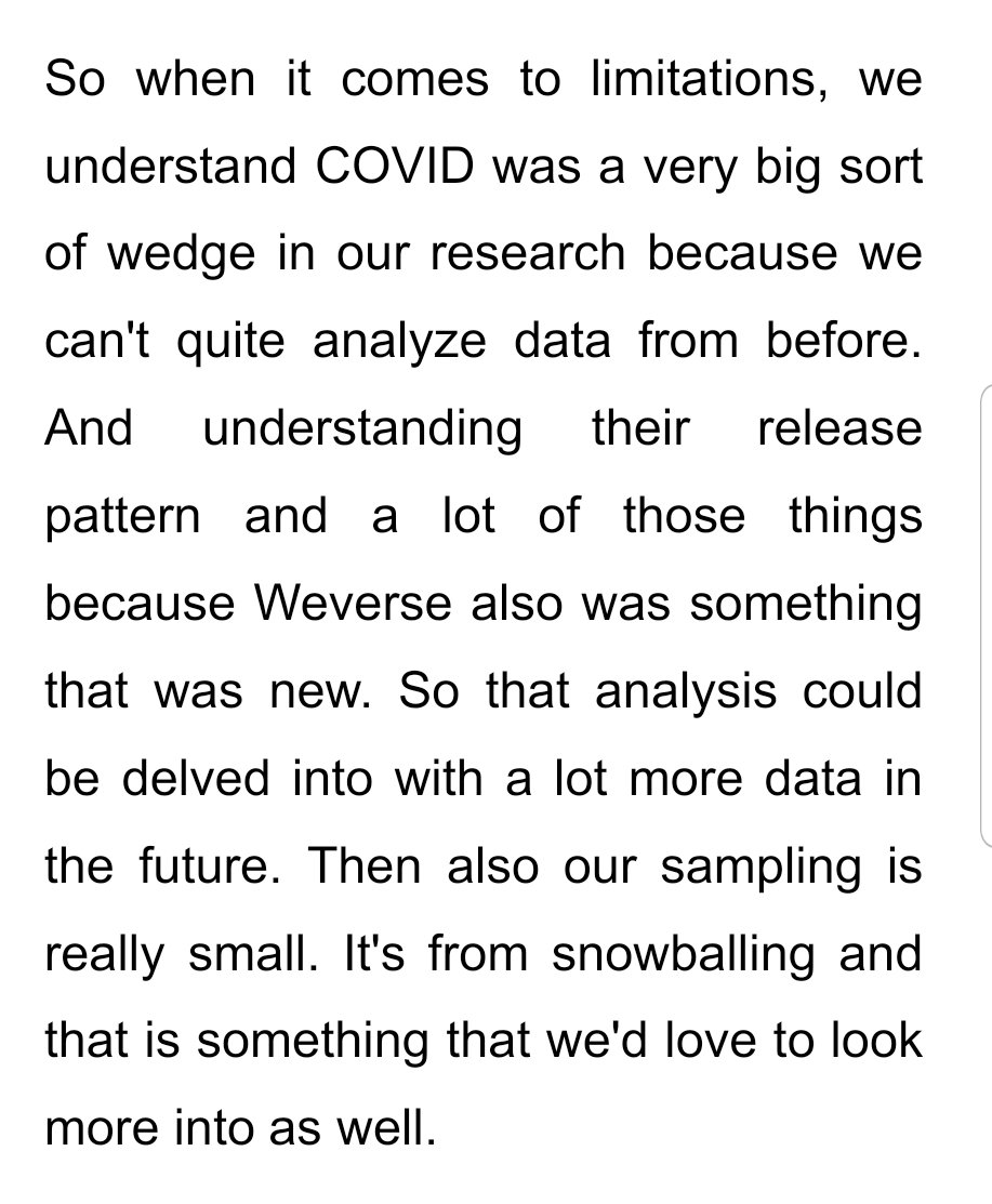 In terms of the methodology, I don't feel like a qualitative method was appropriate for this research. I would have much rather preferred a survey. That way, you can reach more people and you have objective data to analyze.