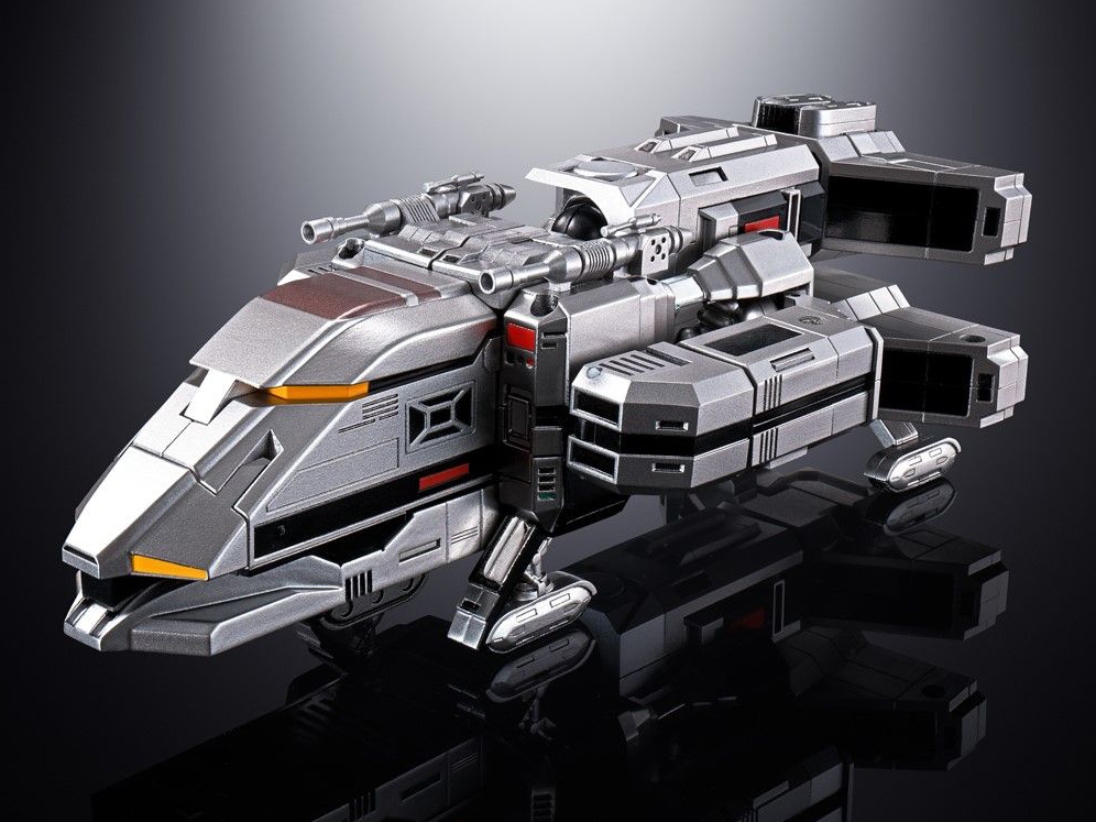 BandaiCollect's tweet photo. MegaBeast Investigator Juspion Soul of Chogokin GX-97 Combat Giant Daileon

Transforms from spaceship to robot form. Store Iron Wolf or Garbin inside and pose with the included mini figure of Juspion for a complete display. November 2021

#Daileon #MegaBeast #SoulofChogokin https://t.co/rRL5CdBwmr