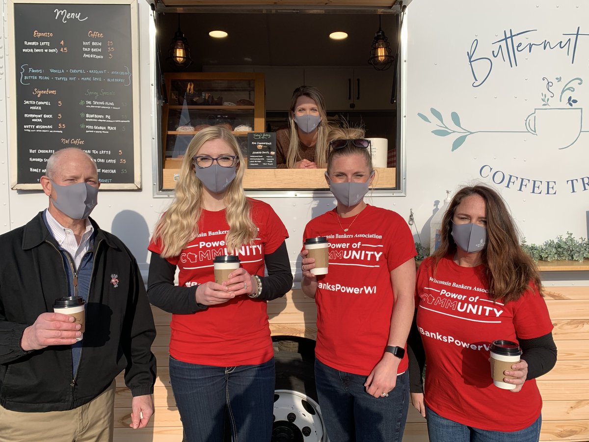 CapitolBank's tweet photo. Thanks to Butternut Road Coffee Truck for the delicious start to our morning and to @WISCTV_News3 for broadcasting live from our parking lot! It was great to safely see customers, community and friends of Capitol Bank that we've missed the past year.🥳❤👏☕️
#PowerofCommunityWeek https://t.co/32SoP1Y4Bm