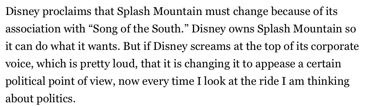 3. The upcoming re-theme of Splash Mountain from Song of the South (Yes, THAT Song of the South) to The Princess and the Frog.What Weeble McWeevil is cloaking here is that this is being done to get rid of the painful not-up-for-debate racism of Song of the South’s legacy.