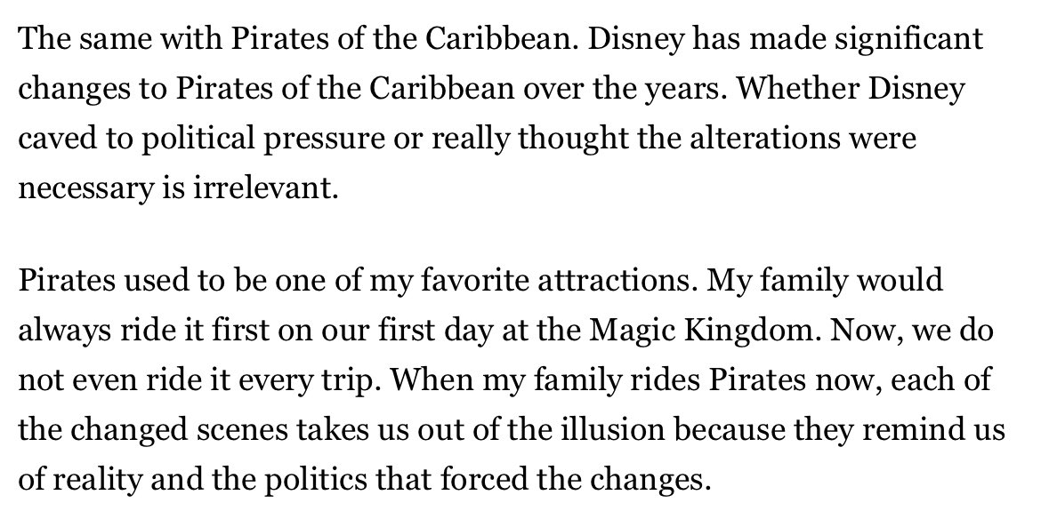 But it’s not just getting rid of the racism that upsets this dude. There’s also #4 — how this reminds him of the previous changes to Pirates of the Caribbean: