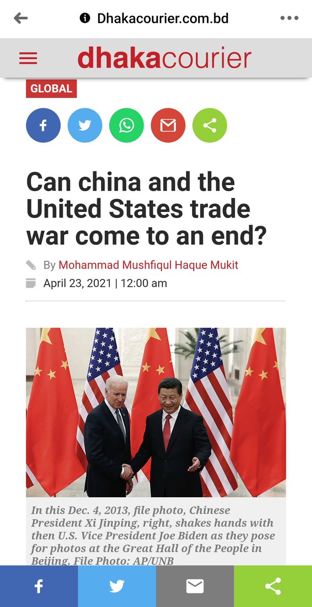MushfiqMukit's tweet photo. The renowned think tank Dhaka Courier magazine published my piece of article. Can China and the United States trade war come to an end?

#USChina #Tradewar #Trade #USA #China

https://t.co/F1WjYVyDAD https://t.co/dtAEVWc0jp