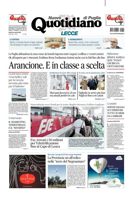 Ecco la prima pagina del Quotidiano di Puglia in edicola
OFFERTA SPECIALE Solo 9€ al mese per 1 anno
Scopri qui la promo speciale shop.quotidianodipuglia.it/social?utm_sou…