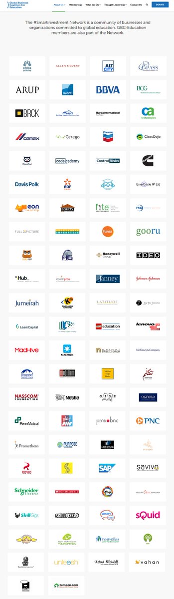 Global Business Coalition for  #Education  #Smartinvestment Network includes  #JohnsonandJohnson,  #Nestle, &  #Lego. GBC-Education members are also part of the Network: https://gbc-education.org/smartinvestmentnetwork/ #4IR  #Digital  #Architecture  #SocialImpactBonds  #EmergingMarkets