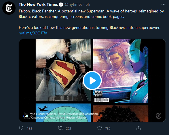 ...those aren't "creators" now, are they?Superman was created by Jerry Siegel and Joe Shuster. Black Panther was created by Stan Lee and Jack Kirby. Wonder Woman was created by some dude name Marston and Harry Peter.None of whom are black.