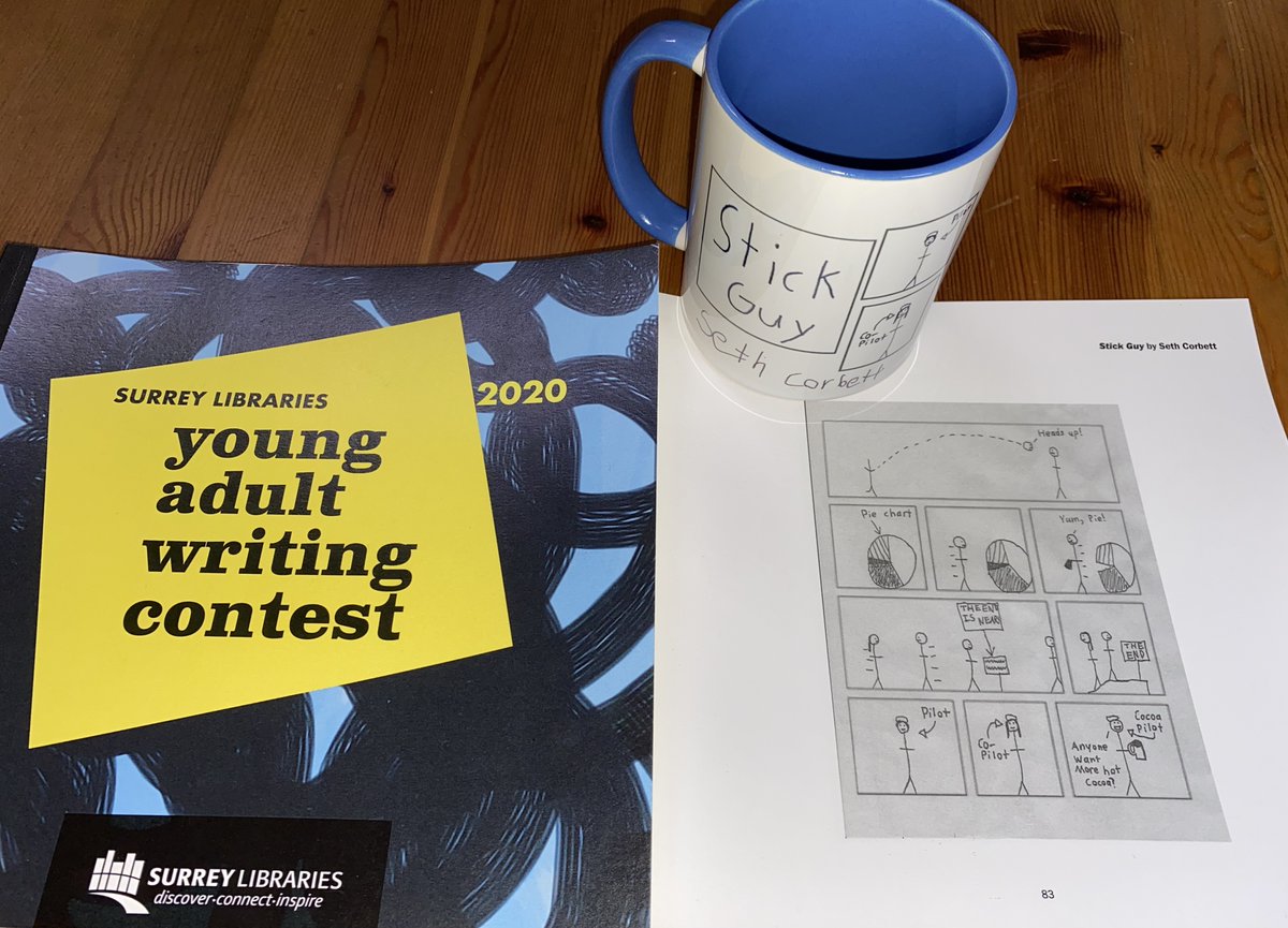 MikeStarchuk's tweet photo. I have 5 copies of @surreylibrary 2020 #youthwritingcontest and Seth Corbett, AKA #Stickguy has signed all 5 copies. I'm looking forward to more from this comedic genius. Look out @Sethrogen there is a new Seth in town. Hope to get all of the creative writers autographs some day https://t.co/TyXj2EqFCX