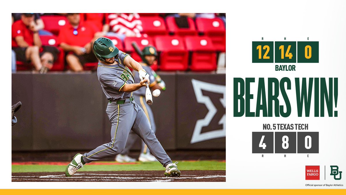 Dominated from start to finish. 😎🤟 Presented by Wells Fargo #SicEm🐻⚾️ | #BUiltForThis