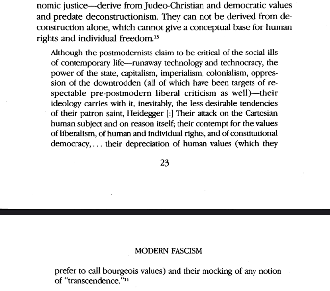 those "christians" involved today in "deconstructing" their faith are following in the footsteps of the fascist theorists: