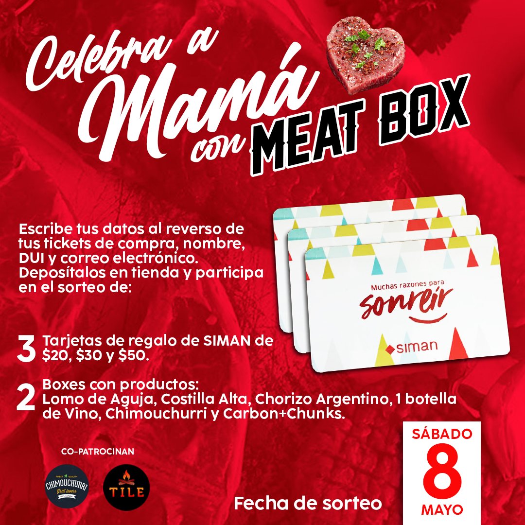 meatboxsv's tweet photo. Celebremos juntos a mamá.
Participa en el sorteo escribiendo tus datos al reverso de los tickets de compra y deposítalos en tienda.

Sorteo: Sábado 8 de Mayo.

Visítanos en Centro Comercial Jardines de Guadalupe, local 8, Antiguo Cuscatlán.
#elsalvador #sivar #sivarfood #foodsv https://t.co/qqR2Giia7K