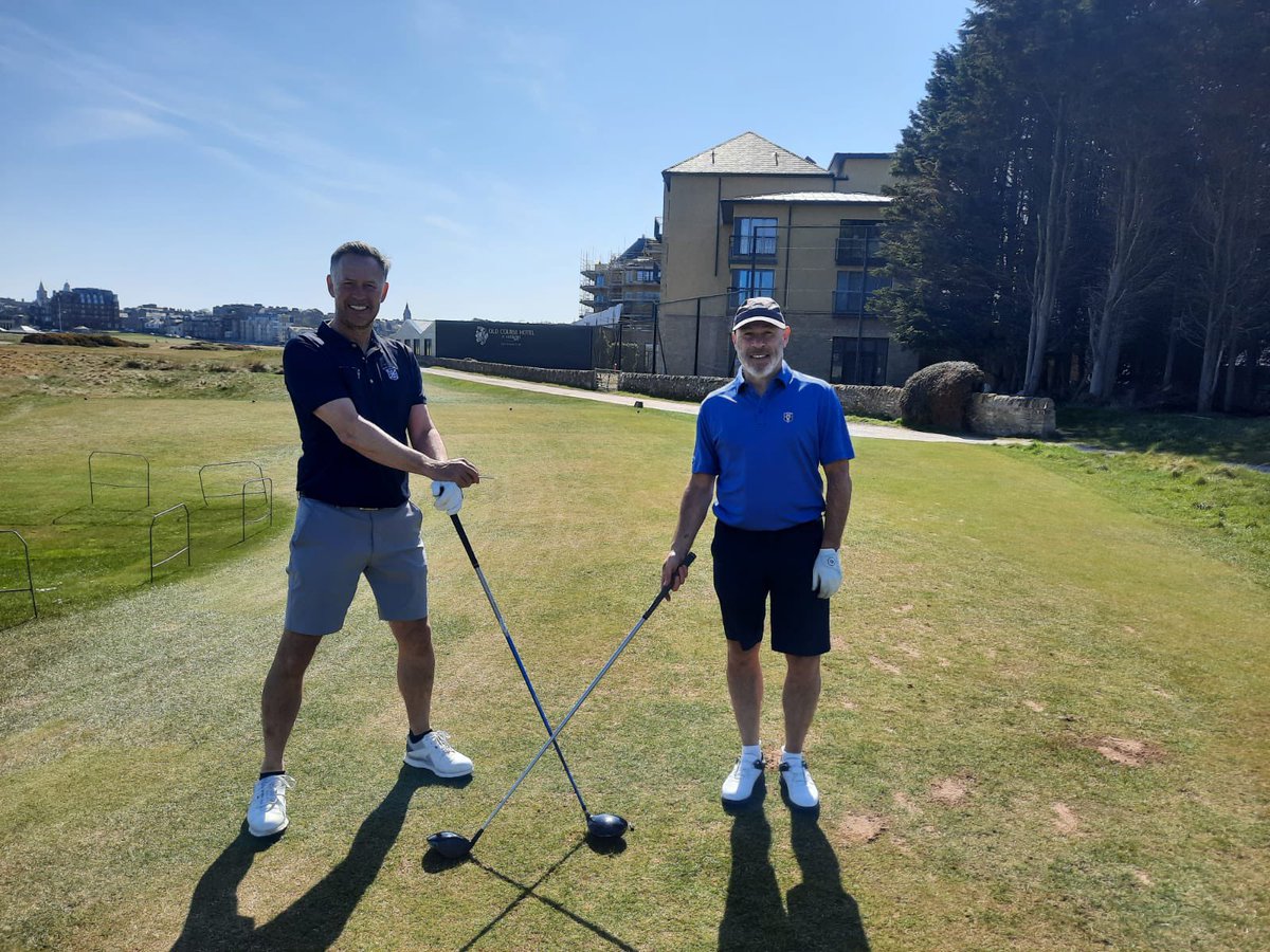 kdavidson10's tweet photo. What a beautiful day for crossing swords ahead of THAT drive over the @OldCourseHotel on the Road Hole at @TheHomeofGolf https://t.co/1rhljl6pM1