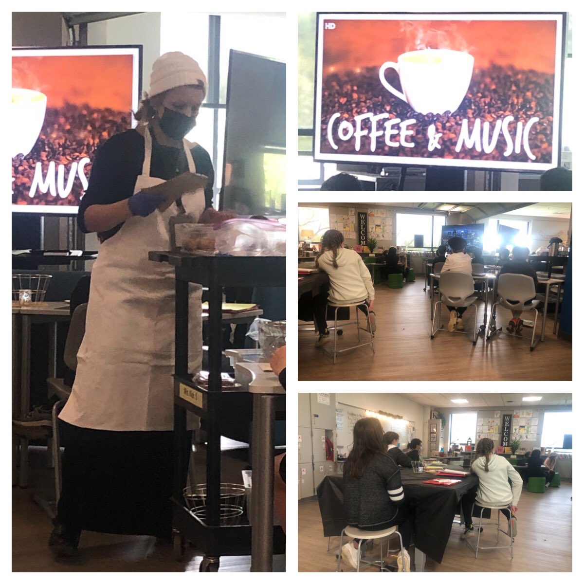 HattonEdD's tweet photo. Such a cool scene @greensview_elem in @ckish23 room today for 5th grade #poetry cafe! Topics: the stars, clear minds, soccer, boring TV, relationships, goals, nature, bubble gum, roads less traveled. #wholelearning @UA_Schools https://t.co/pgDMXGPqfz
