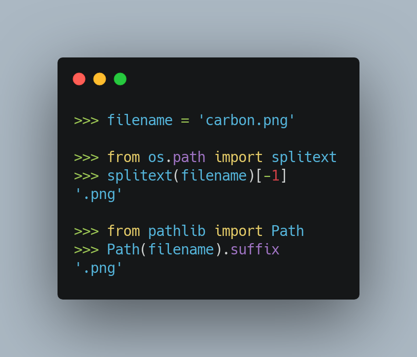 pybites's tweet image. Two ways to get a file&apos;s extension in #Python: