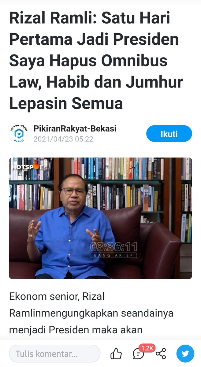 Jika Rizal Ramli jadi Presiden hilanglah sudah hukum di Indonesia.
Kekuatan dan kekuasaan hukum hanya ada pada diri Rizal Ramli.

Akankah kalian memilihnya jika dia nyapres?