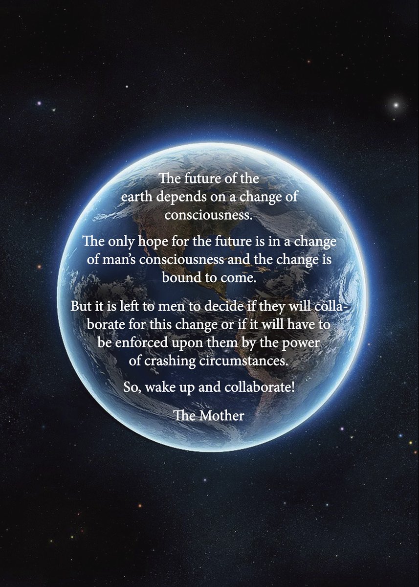 SavitriMission's tweet photo. 24 April, The Mother's Final Arrival in Pondicherry.
Darshan Message - 24 April 2021.
The future of the earth depends on a change of #consciousness... - The Mother
#darshanmessage #themother #mirraalfassa #transformation #consciousliving #supramental #wakeup #hope #motivation https://t.co/ZhnyZ8E0a9
