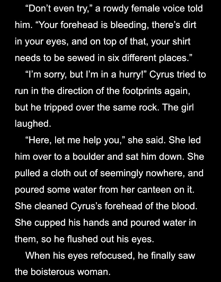 Mm, comedy... wish there was any of it here. However, I do find it super funny that I set up Cyrus to be the most handsome and hypercompetent badass in the group, only to have him look like the biggest dweeb on the earth compared to a tall, muscular, red headed warrior lady.