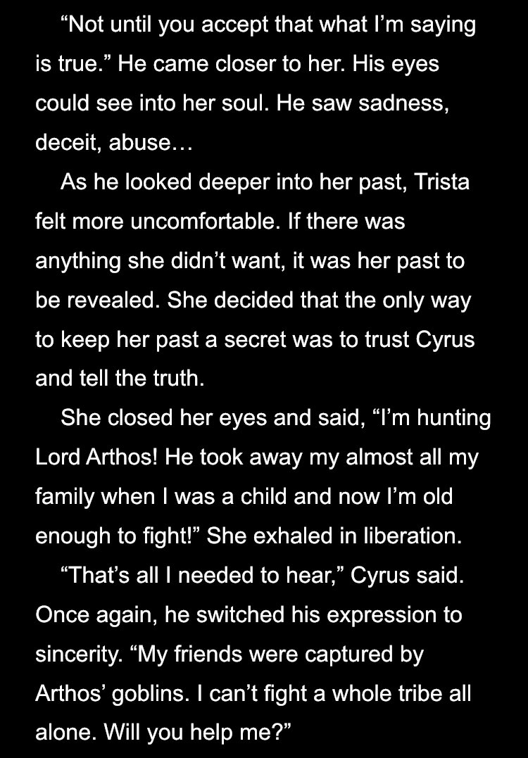 Once again Cyrus hypmotizes somebody into joining his adventuring party, this time by cajoling a woman he doesn’t know into opening up to him. Classy, Cyrus. So anyway we have ANOTHER tragic backstory because I was the littlest hack.